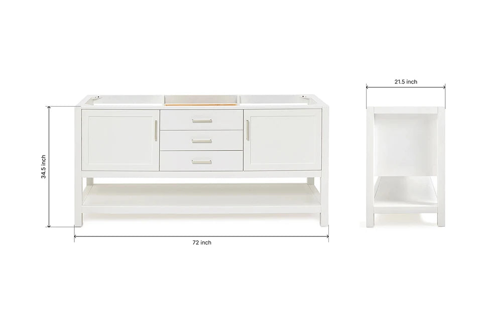 Ariel bayhill 72 in. double sink base cabinet