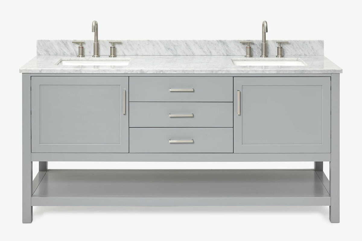 Ariel bayhill 72-73 in. double rectangle sink vanity with  (0.75,1.5) countertop