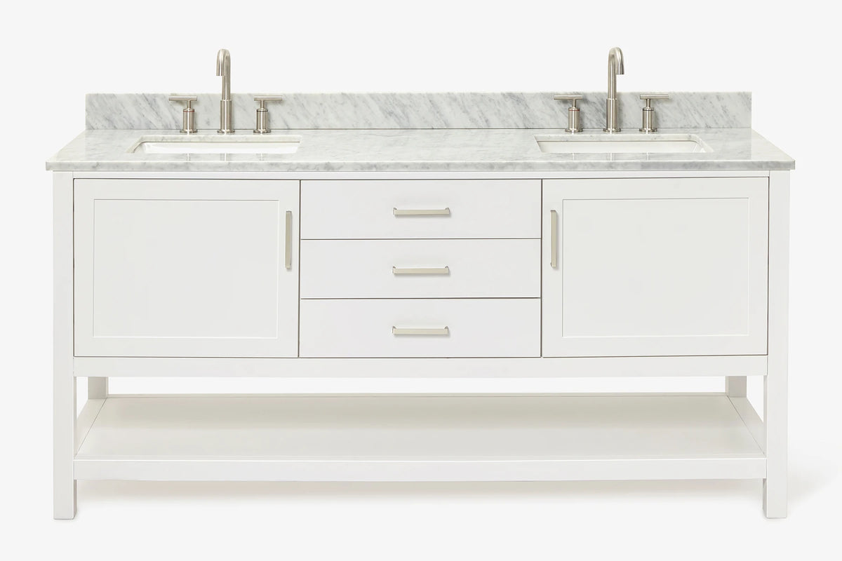 Ariel bayhill 72-73 in. double rectangle sink vanity with  (0.75,1.5) countertop