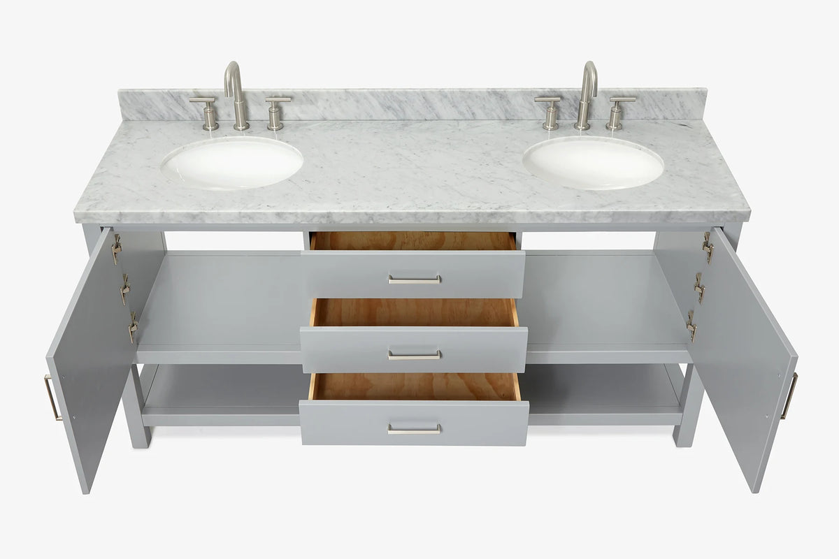 Ariel bayhill 72-73 in. double oval sink vanity with (1.5)in countertop