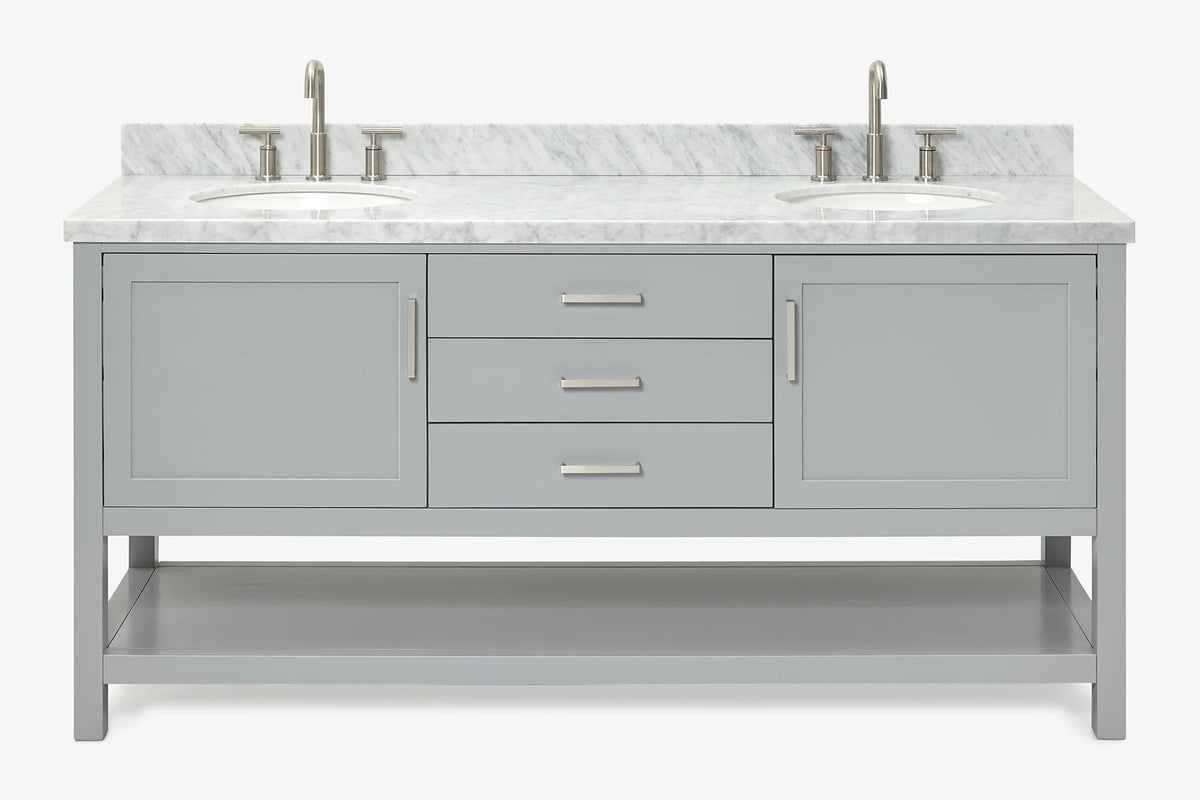 Ariel bayhill 72-73 in. double oval sink vanity with (1.5)in countertop