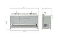 Ariel bayhill 72-73 in. double oval sink vanity with (1.5)in countertop