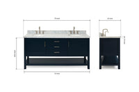 Ariel bayhill 72-73 in. double oval sink vanity with (1.5)in countertop