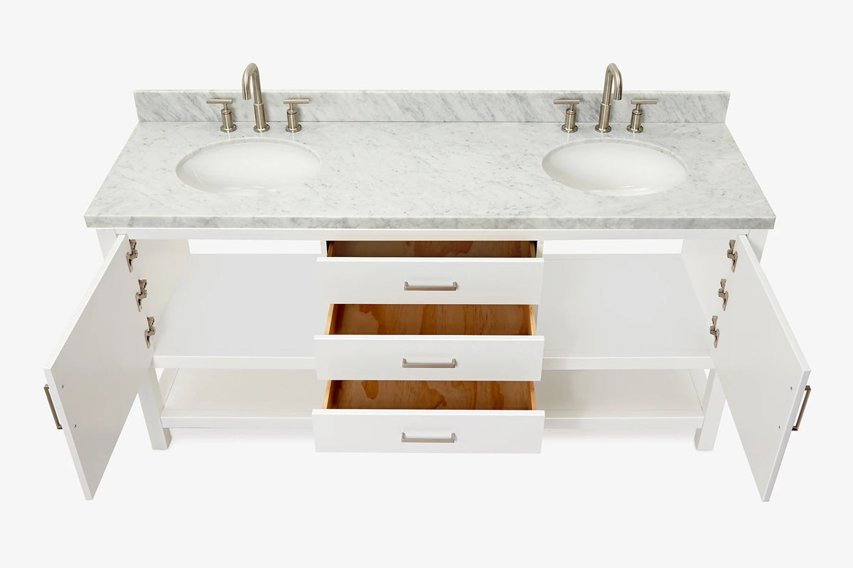 Ariel bayhill 72-73 in. double oval sink vanity with (1.5)in countertop
