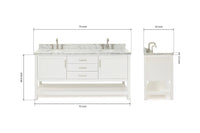Ariel bayhill 72-73 in. double oval sink vanity with (1.5)in countertop
