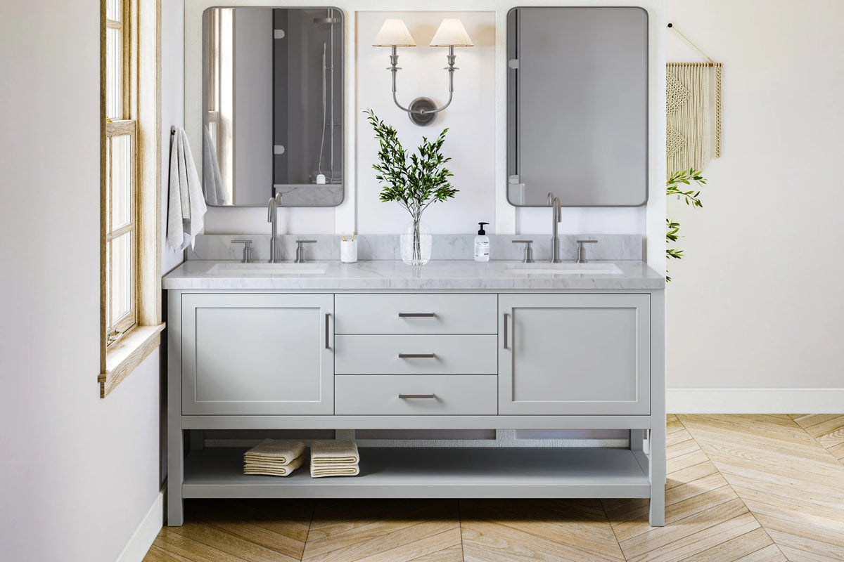Ariel bayhill 72-73 in. double rectangle sink vanity with  (0.75,1.5) countertop