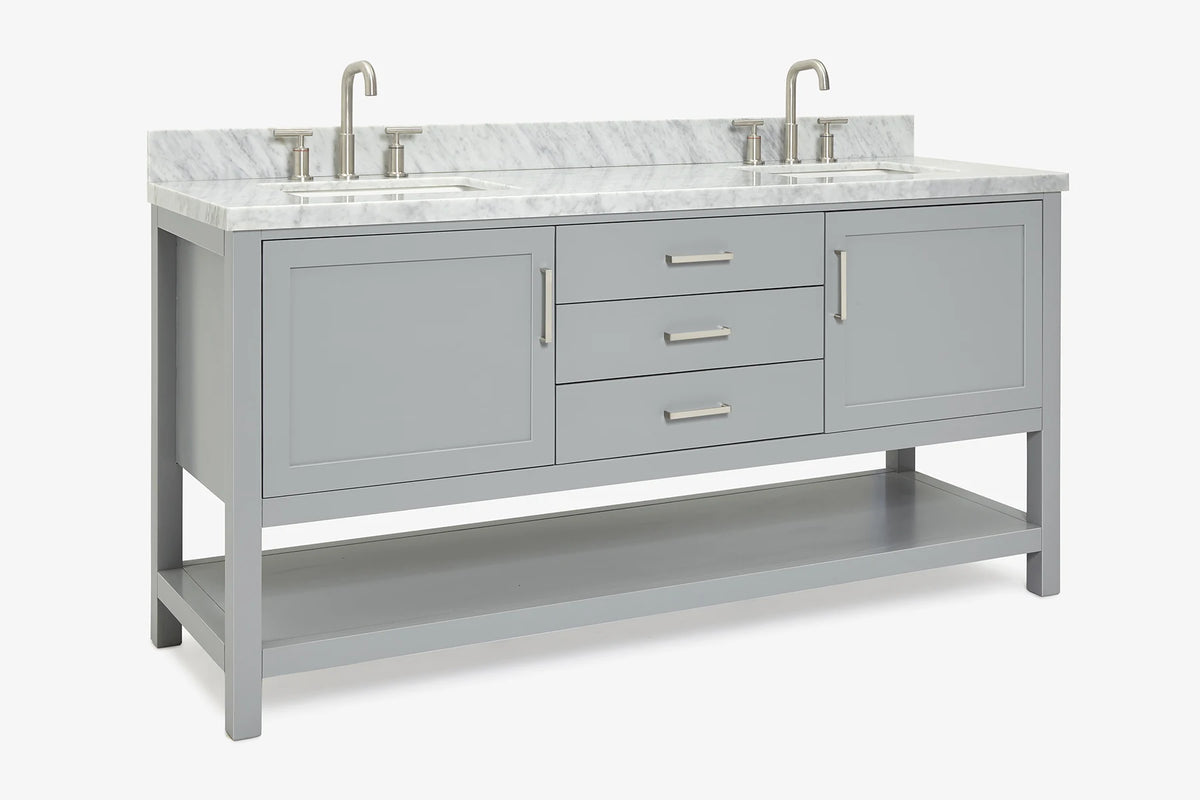 Ariel bayhill 72-73 in. double rectangle sink vanity with  (0.75,1.5) countertop