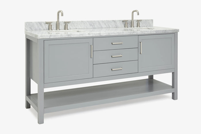 Ariel bayhill 72-73 in. double rectangle sink vanity with  (0.75,1.5) countertop