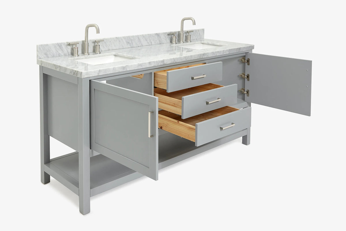 Ariel bayhill 72-73 in. double rectangle sink vanity with  (0.75,1.5) countertop