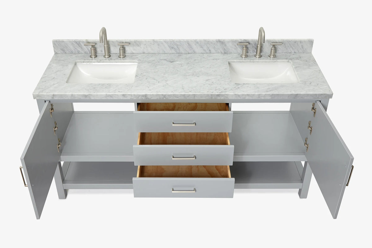 Ariel bayhill 72-73 in. double rectangle sink vanity with  (0.75,1.5) countertop
