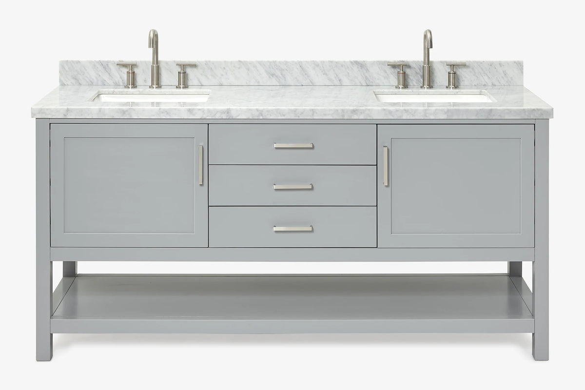 Ariel bayhill 72-73 in. double rectangle sink vanity with  (0.75,1.5) countertop