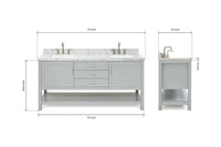 Ariel bayhill 72-73 in. double rectangle sink vanity with  (0.75,1.5) countertop