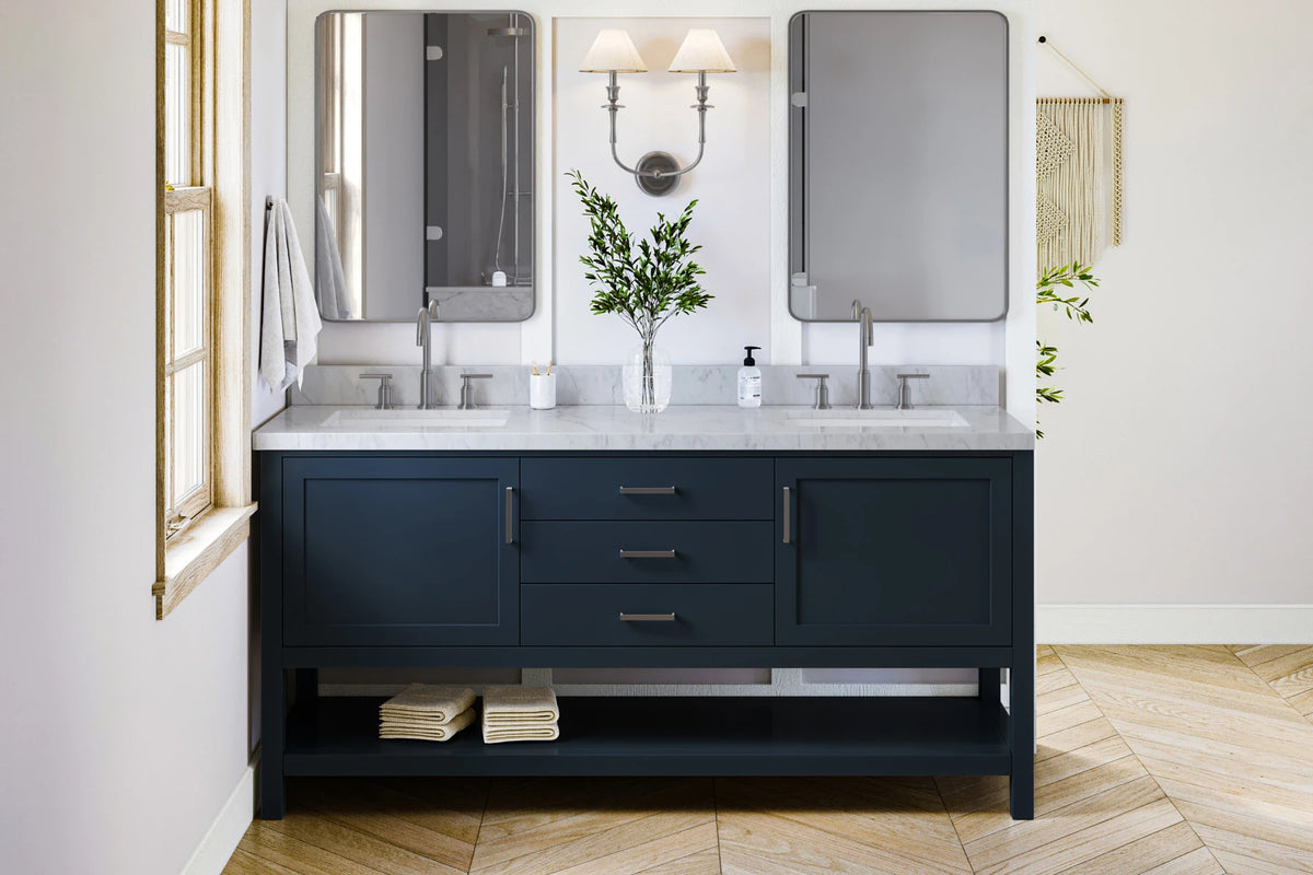 Ariel bayhill 72-73 in. double rectangle sink vanity with  (0.75,1.5) countertop