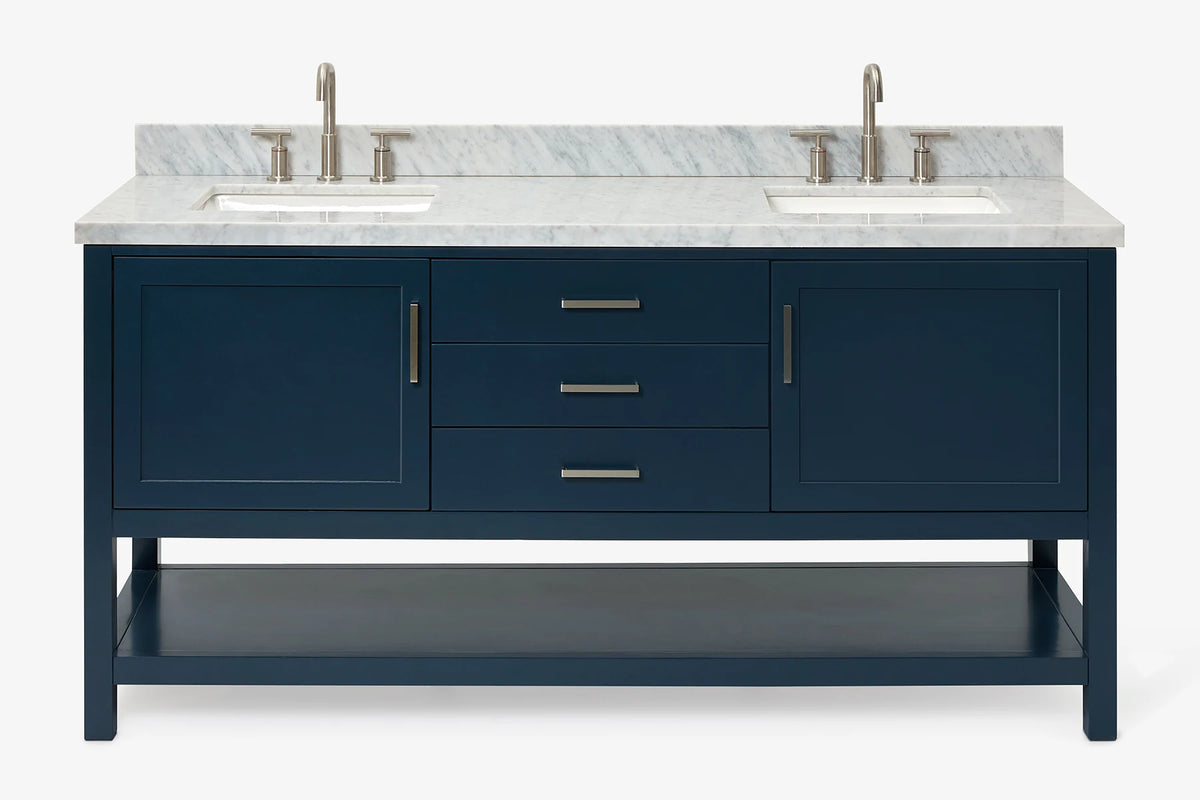 Ariel bayhill 72-73 in. double rectangle sink vanity with  (0.75,1.5) countertop