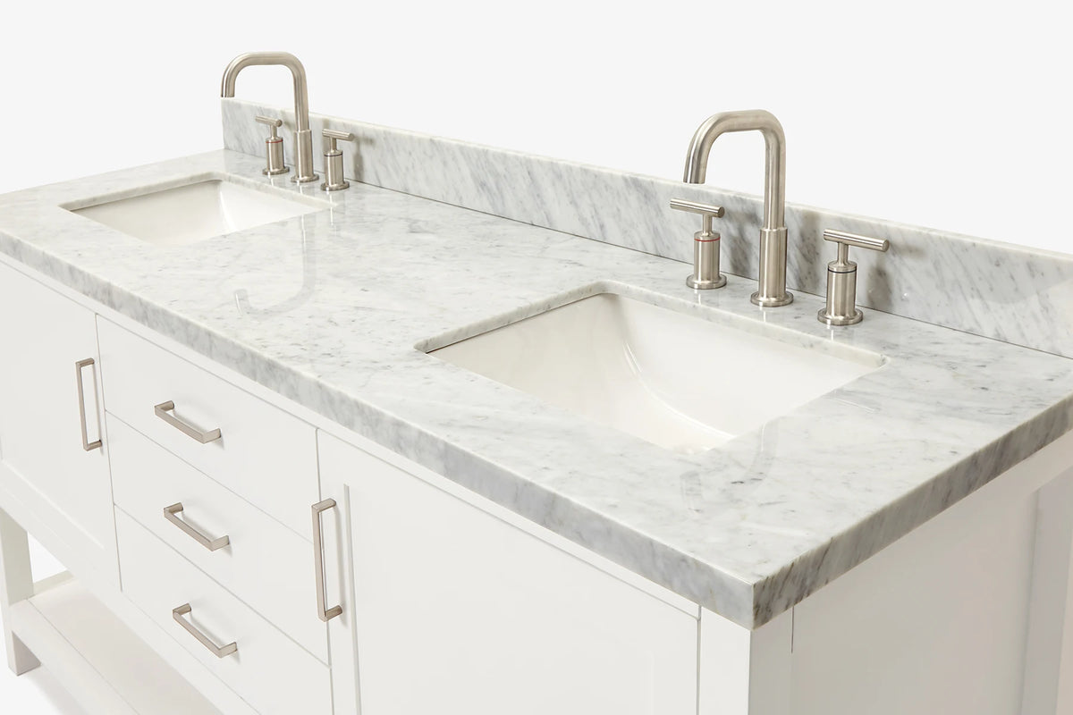 Ariel bayhill 72-73 in. double rectangle sink vanity with  (0.75,1.5) countertop