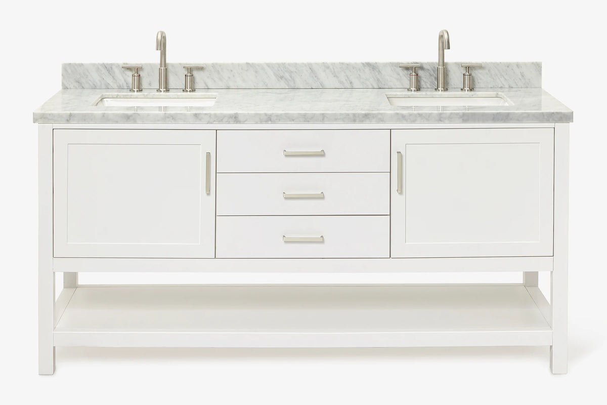 Ariel bayhill 72-73 in. double rectangle sink vanity with  (0.75,1.5) countertop