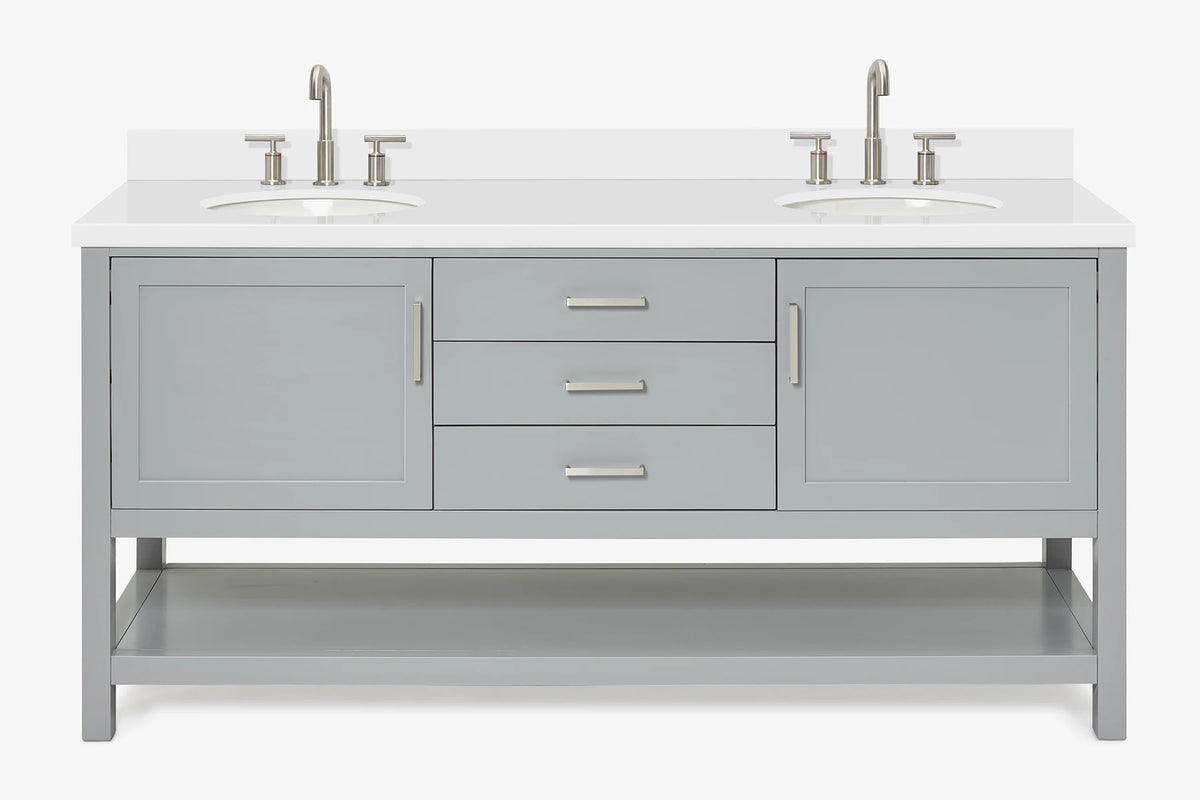 Ariel bayhill 72-73 in. double oval sink vanity with (1.5)in countertop