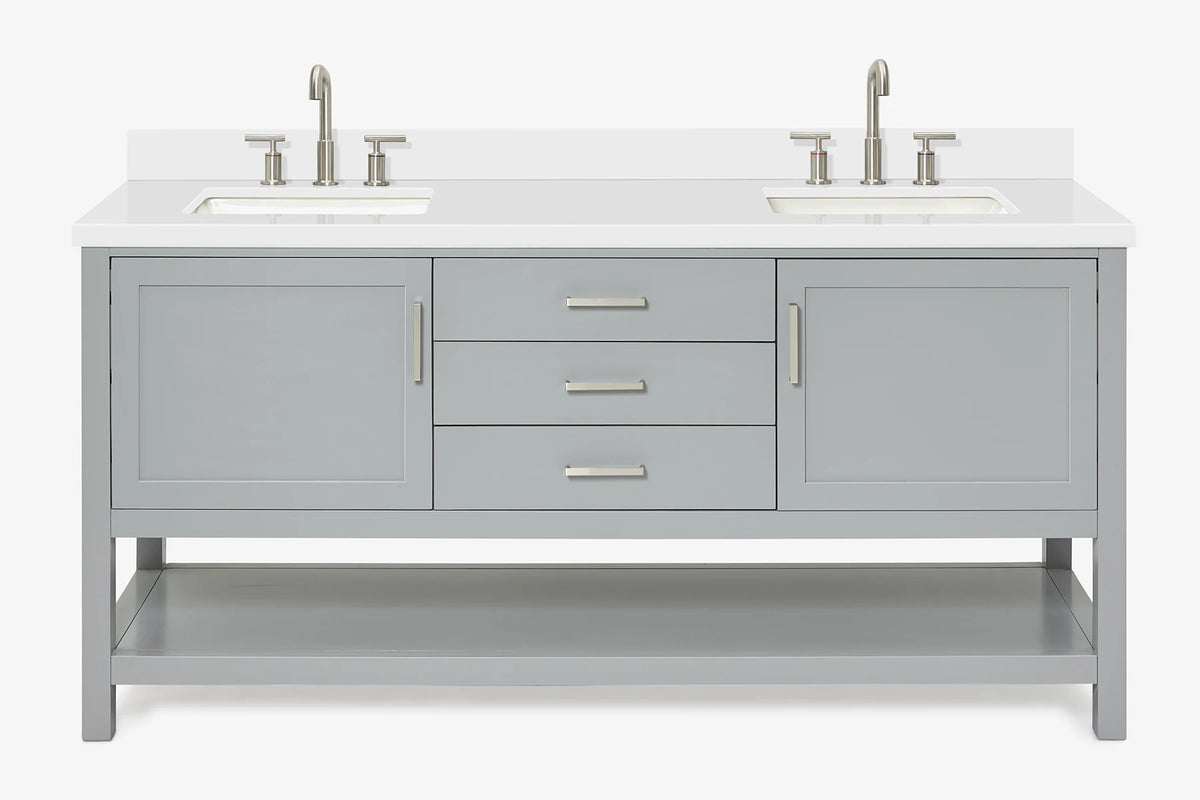 Ariel bayhill 72-73 in. double rectangle sink vanity with  (0.75,1.5) countertop
