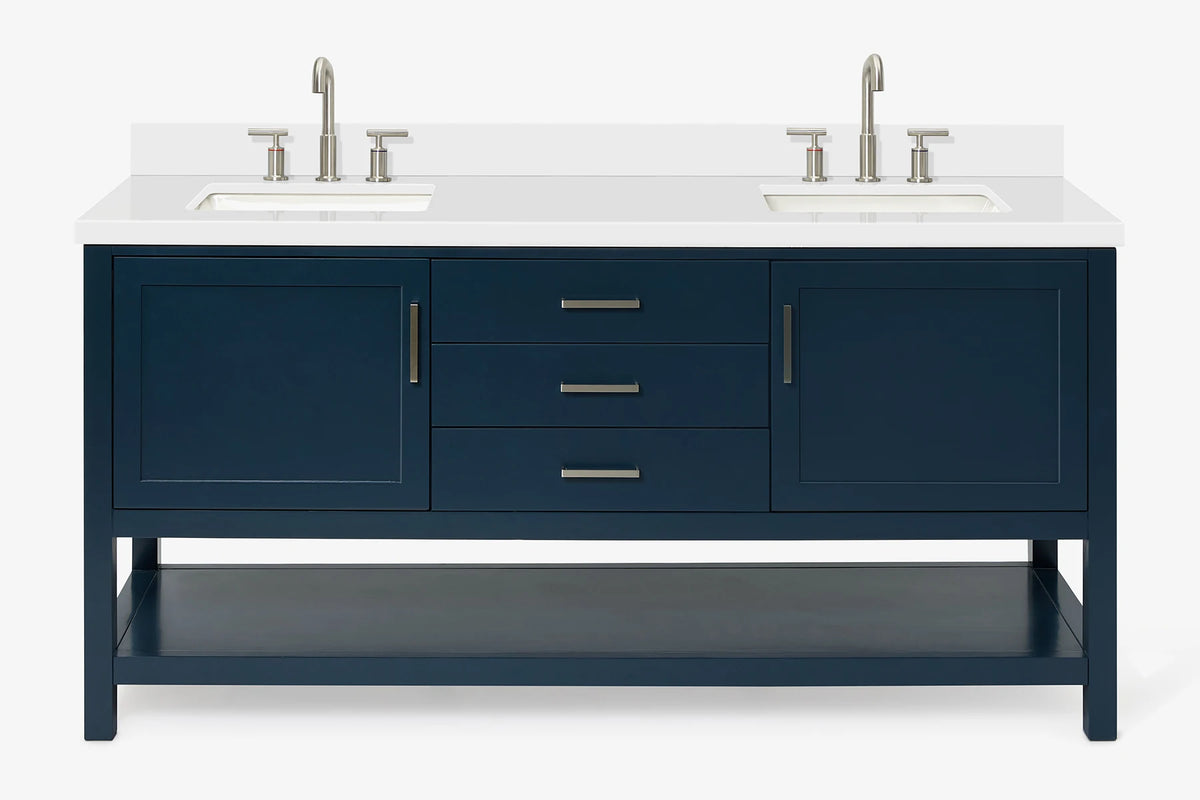 Ariel bayhill 72-73 in. double rectangle sink vanity with  (0.75,1.5) countertop