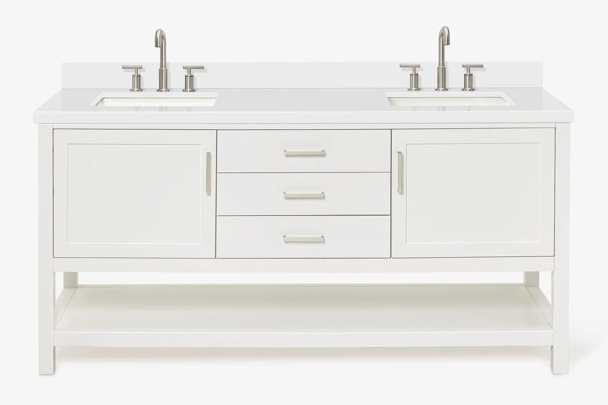 Ariel bayhill 72-73 in. double rectangle sink vanity with  (0.75,1.5) countertop