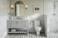 Ariel magnolia 49 in. rectangle sink vanity with 0.75 in. carrara white marble countertop in white