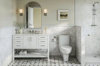 Ariel magnolia 49 in. rectangle sink vanity with 0.75 in. carrara white marble countertop in white