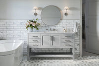 Ariel magnolia 61 in. rectangle sink vanity with 0.75 in. carrara white marble countertop in white