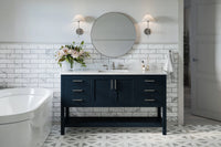 Ariel magnolia 61 in. rectangle sink vanity with 0.75 in. carrara white marble countertop in white