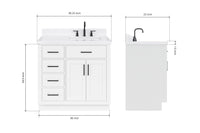 Ariel hepburn 36-37 in. right offset rectangle sink vanity with 0.75-1.5 in. with countertop