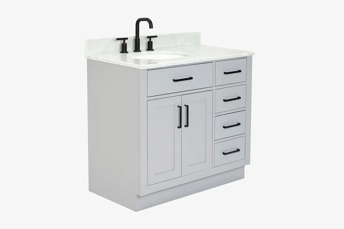 Ariel hepburn 36-37 in. left offset oval sink vanity with 1.5-0.75 in. with countertop