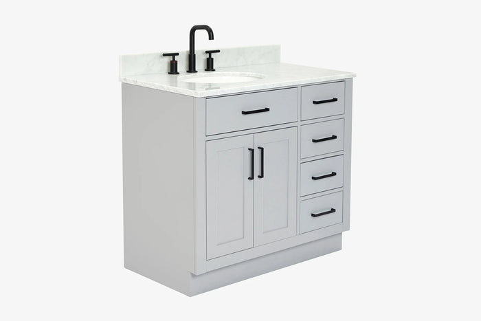 Ariel hepburn 36-37 in. left offset oval sink vanity with 1.5-0.75 in. with countertop