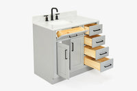 Ariel hepburn 36-37 in. left offset oval sink vanity with 1.5-0.75 in. with countertop