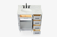 Ariel hepburn 36-37 in. left offset oval sink vanity with 1.5-0.75 in. with countertop