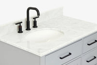 Ariel hepburn 36-37 in. left offset oval sink vanity with 1.5-0.75 in. with countertop