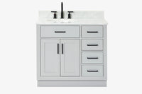 Ariel hepburn 36-37 in. left offset oval sink vanity with 1.5-0.75 in. with countertop