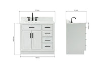Ariel hepburn 36-37 in. left offset oval sink vanity with 1.5-0.75 in. with countertop