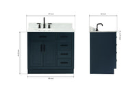 Ariel hepburn 36-37 in. left offset oval sink vanity with 1.5-0.75 in. with countertop