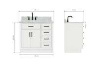 Ariel hepburn 36-37 in. left offset oval sink vanity with 1.5-0.75 in. with countertop
