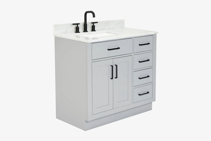Ariel hepburn 36-37 in. left offset rectangle sink vanity with 0.75-1.5in. with countertop