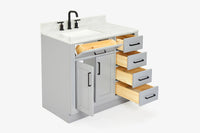 Ariel hepburn 36-37 in. left offset rectangle sink vanity with 0.75-1.5in. with countertop