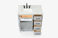 Ariel hepburn 36-37 in. left offset rectangle sink vanity with 0.75-1.5in. with countertop
