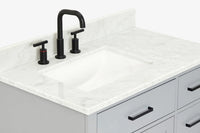 Ariel hepburn 36-37 in. left offset rectangle sink vanity with 0.75-1.5in. with countertop