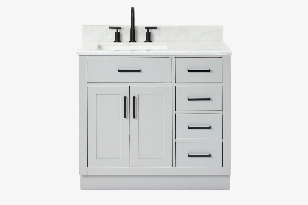 Ariel hepburn 36-37 in. left offset rectangle sink vanity with 0.75-1.5in. with countertop