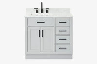 Ariel hepburn 36-37 in. left offset rectangle sink vanity with 0.75-1.5in. with countertop