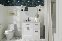 Ariel hepburn 36-37 in. left offset rectangle sink vanity with 0.75-1.5in. with countertop