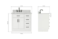 Ariel hepburn 36-37 in. left offset rectangle sink vanity with 0.75-1.5in. with countertop