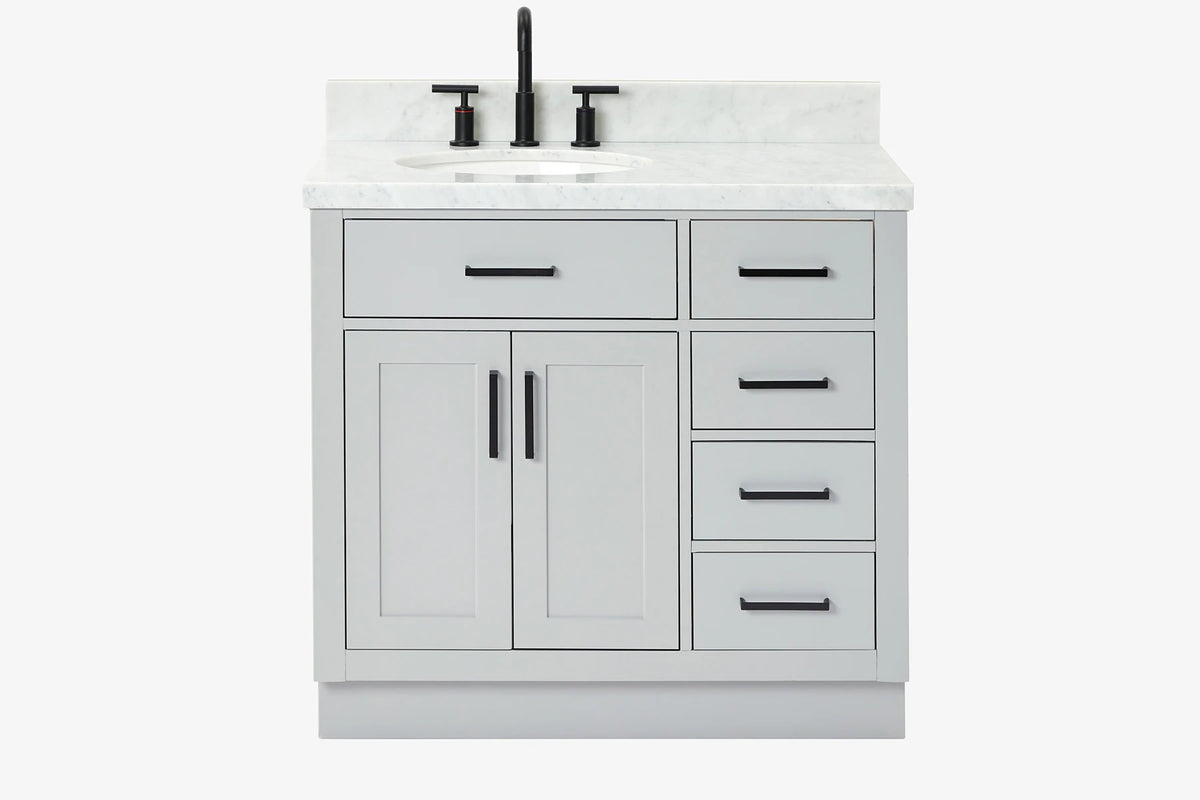 Ariel hepburn 36-37 in. left offset oval sink vanity with 1.5-0.75 in. with countertop