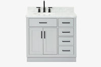 Ariel hepburn 36-37 in. left offset oval sink vanity with 1.5-0.75 in. with countertop