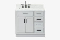 Ariel hepburn 36-37 in. left offset rectangle sink vanity with 0.75-1.5in. with countertop