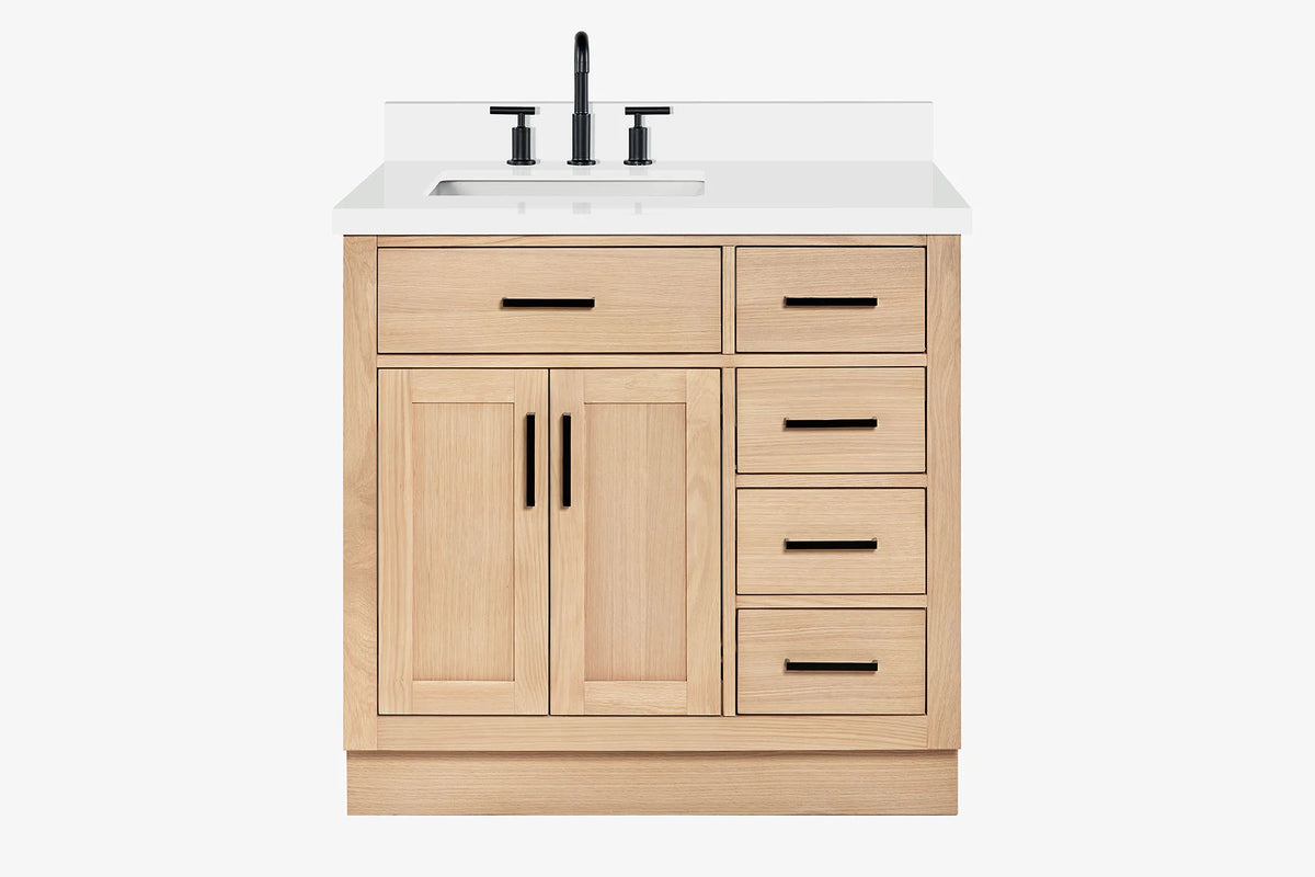 Ariel hepburn 36-37 in. left offset rectangle sink vanity with 0.75-1.5in. with countertop